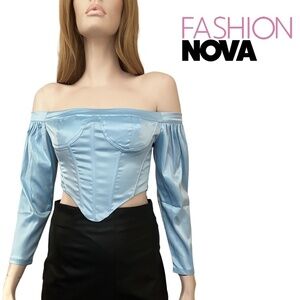 Fashion Nova Always Sweet Corset Bustier Top Sexy Blouse Off Shoulder Boned